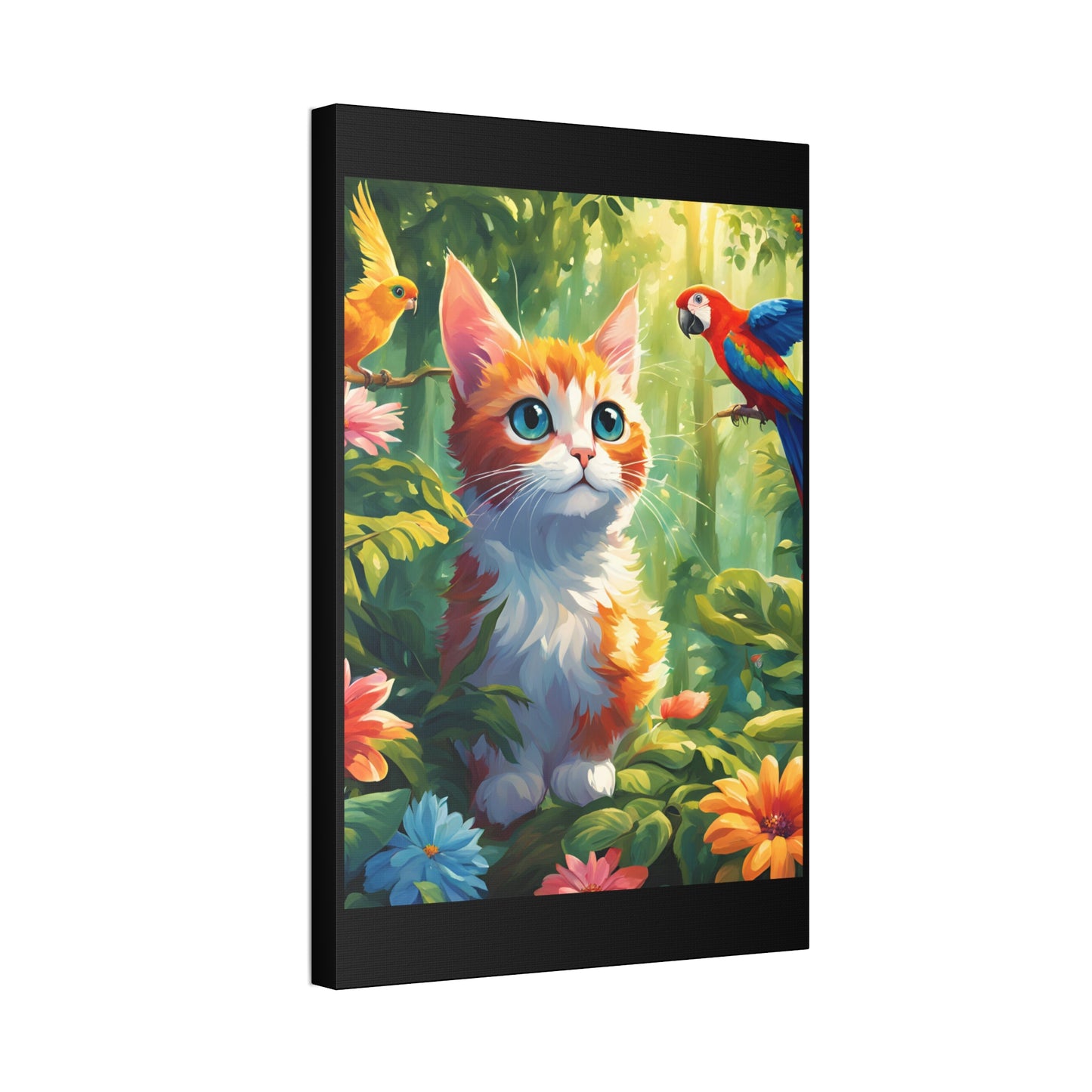 Canvas Stretched, 1.5'' cat parrot flower nature canvas poster