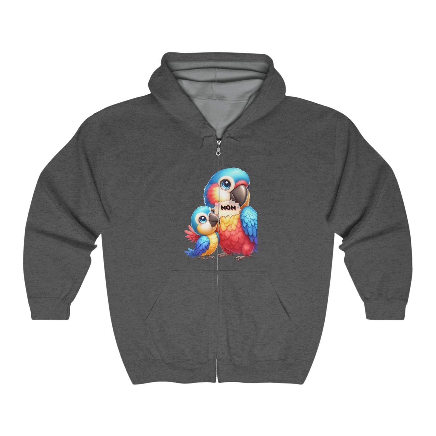 Unisex Heavy Blend™ Full Zip Hooded Sweatshirt parrot mom love family