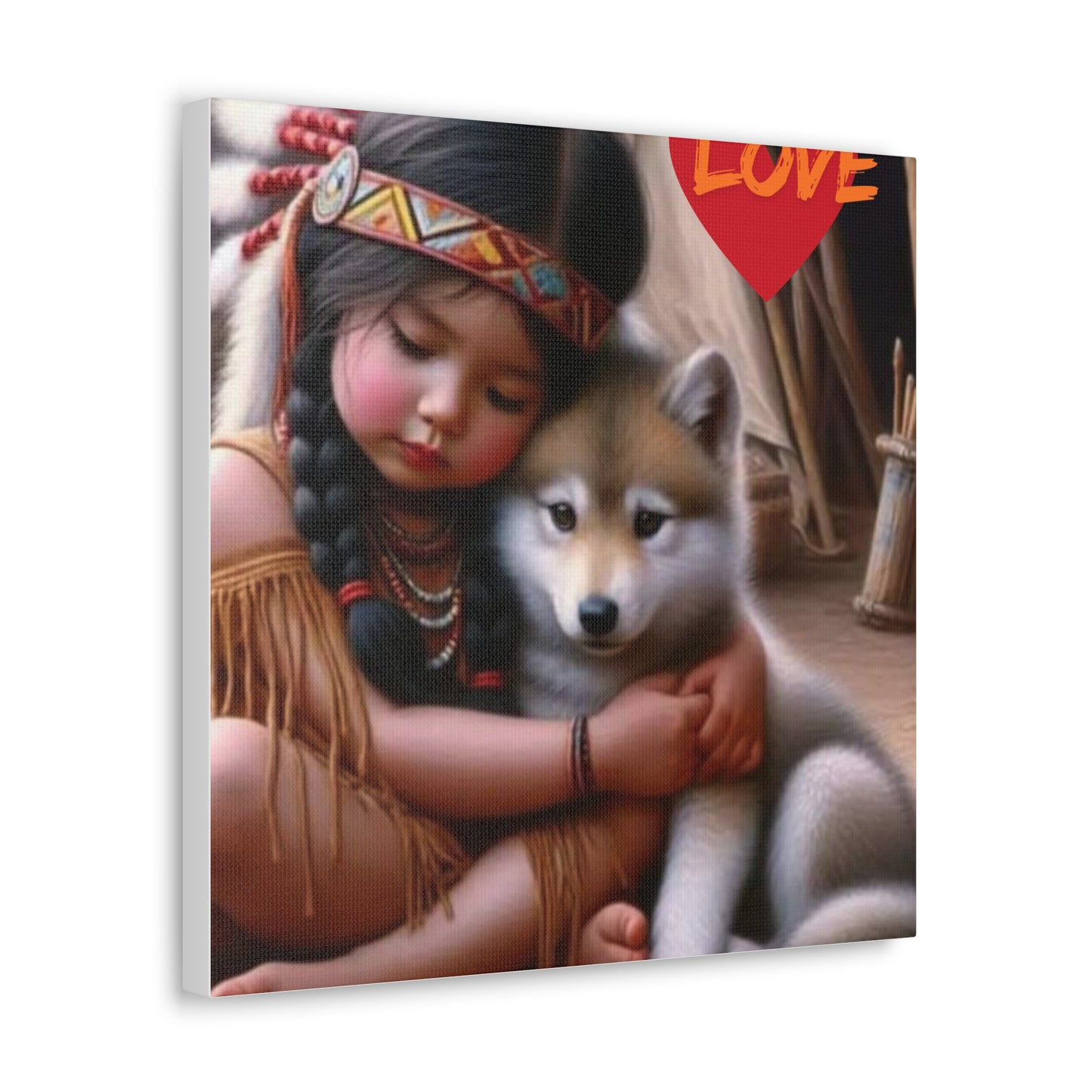 Classic Canvas design wolf puppy indian forest print