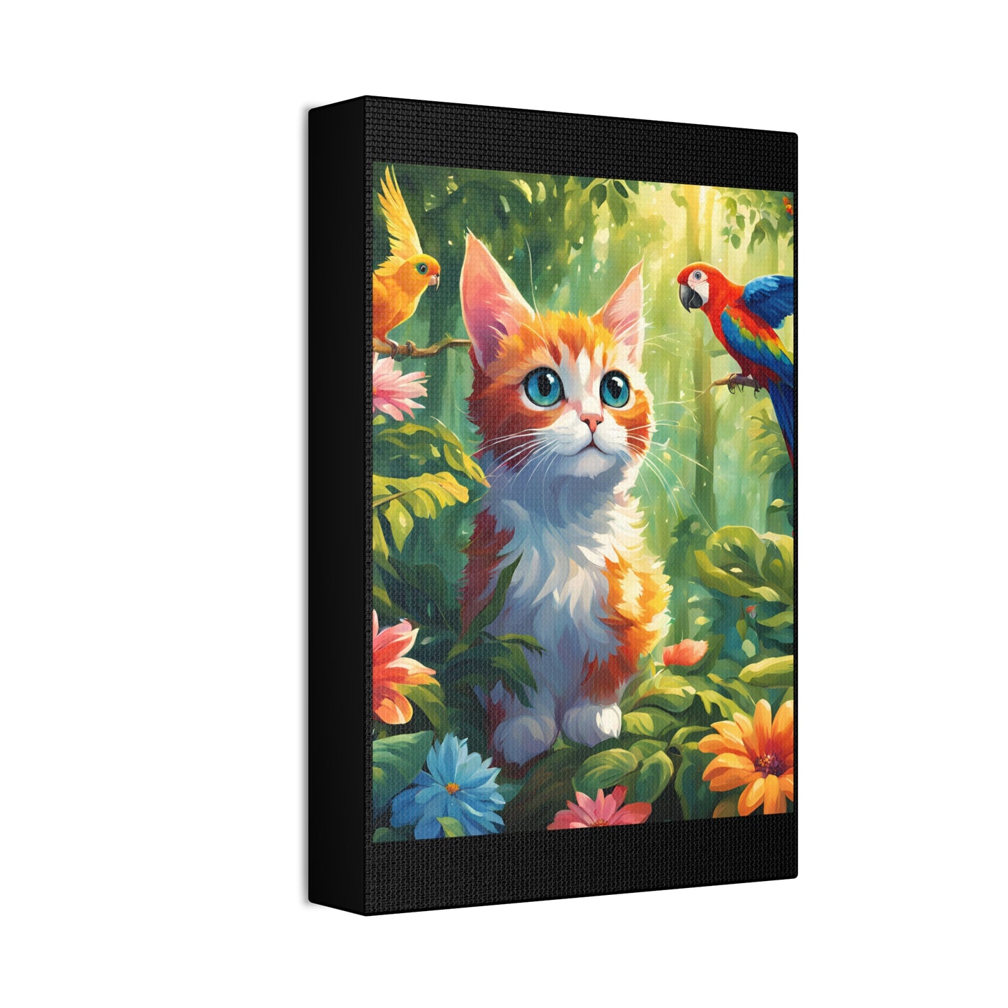 Canvas Stretched, 1.5'' cat parrot flower nature canvas poster