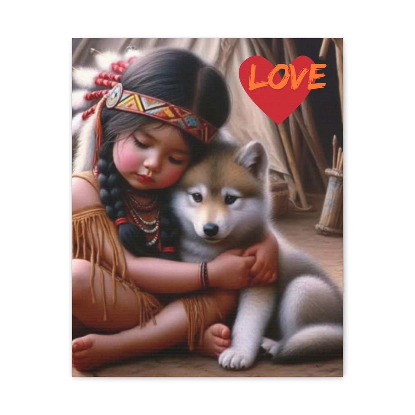 Classic Canvas design wolf puppy indian forest print