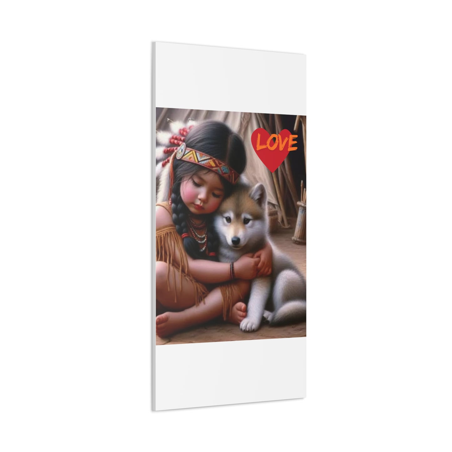 Classic Canvas design wolf puppy indian forest print