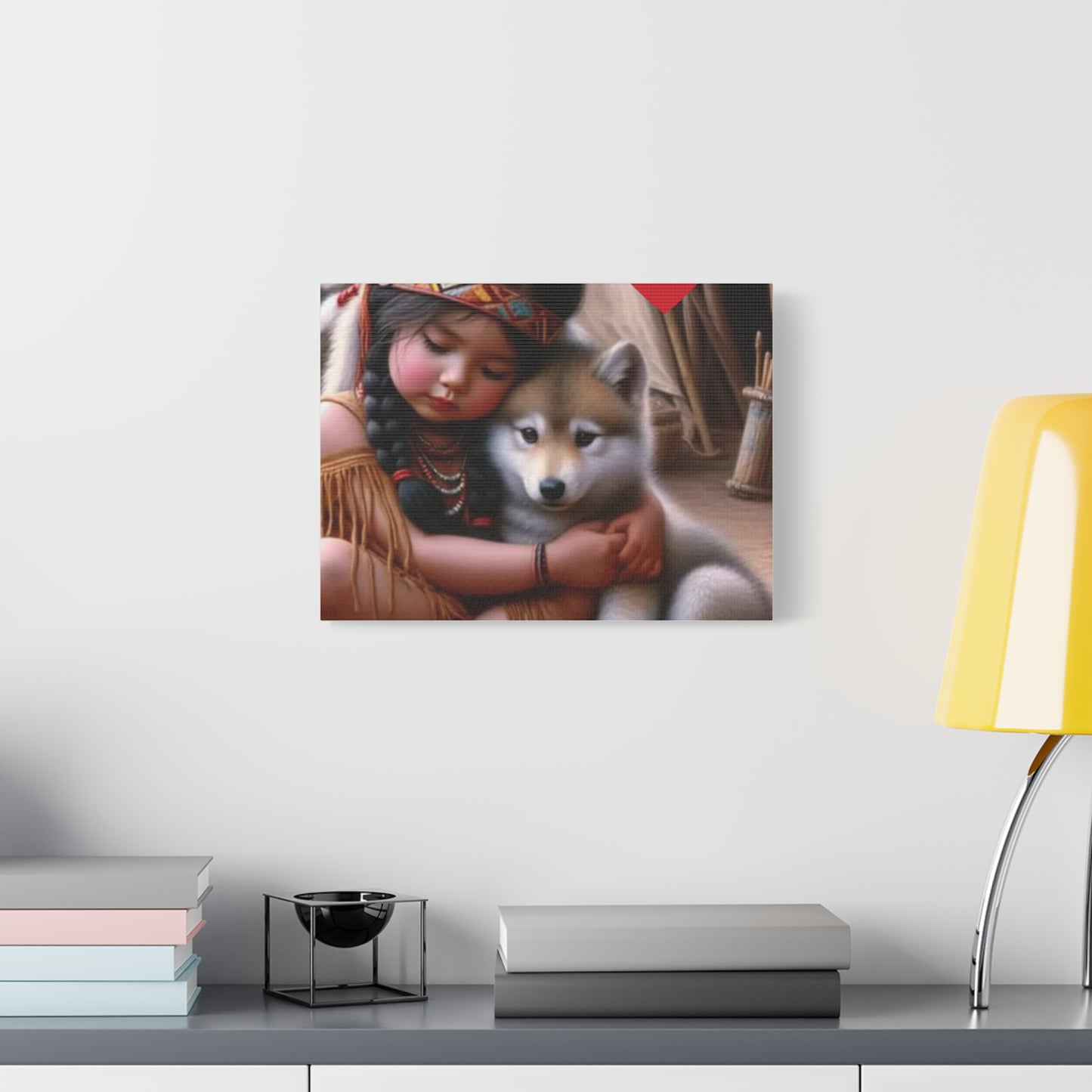 Classic Canvas design wolf puppy indian forest print