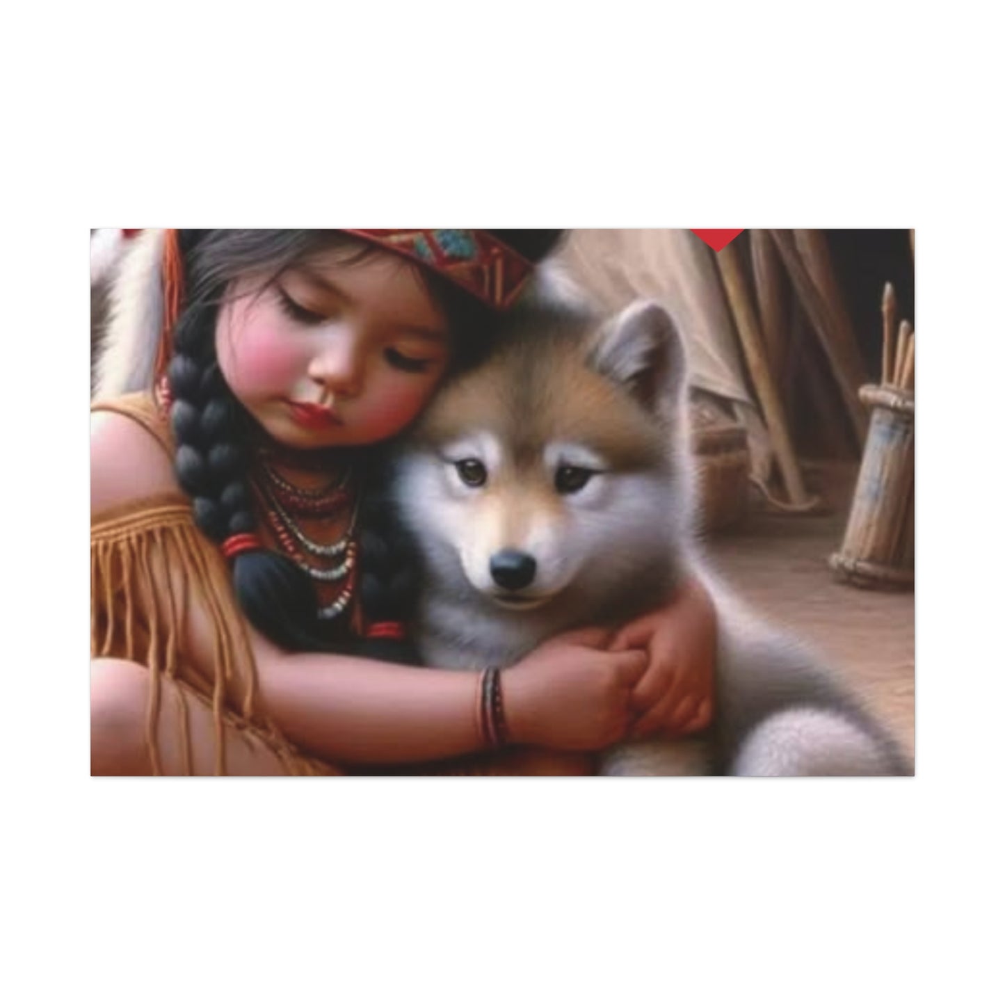 Classic Canvas design wolf puppy indian forest print