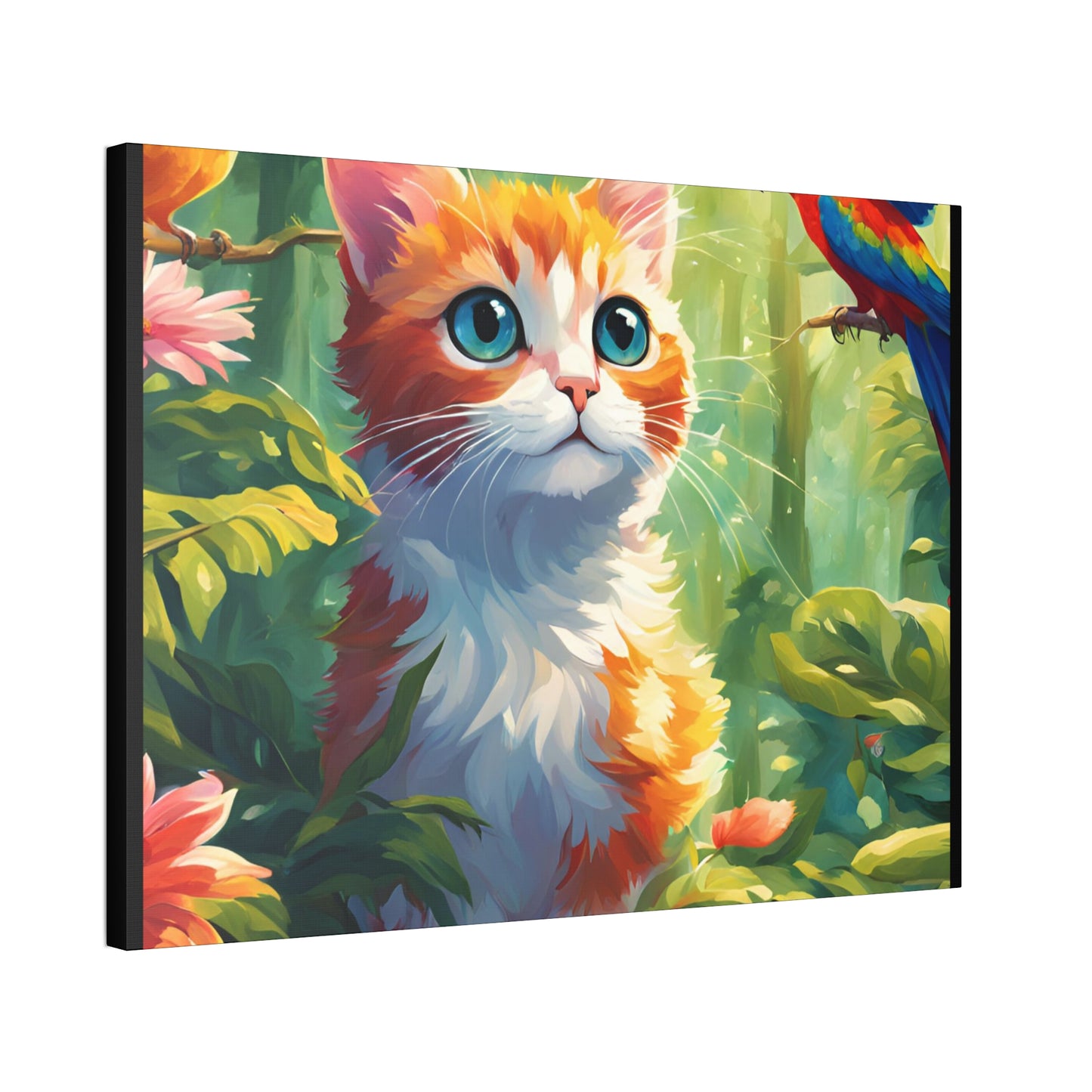 Canvas Stretched, 1.5'' cat parrot flower nature canvas poster