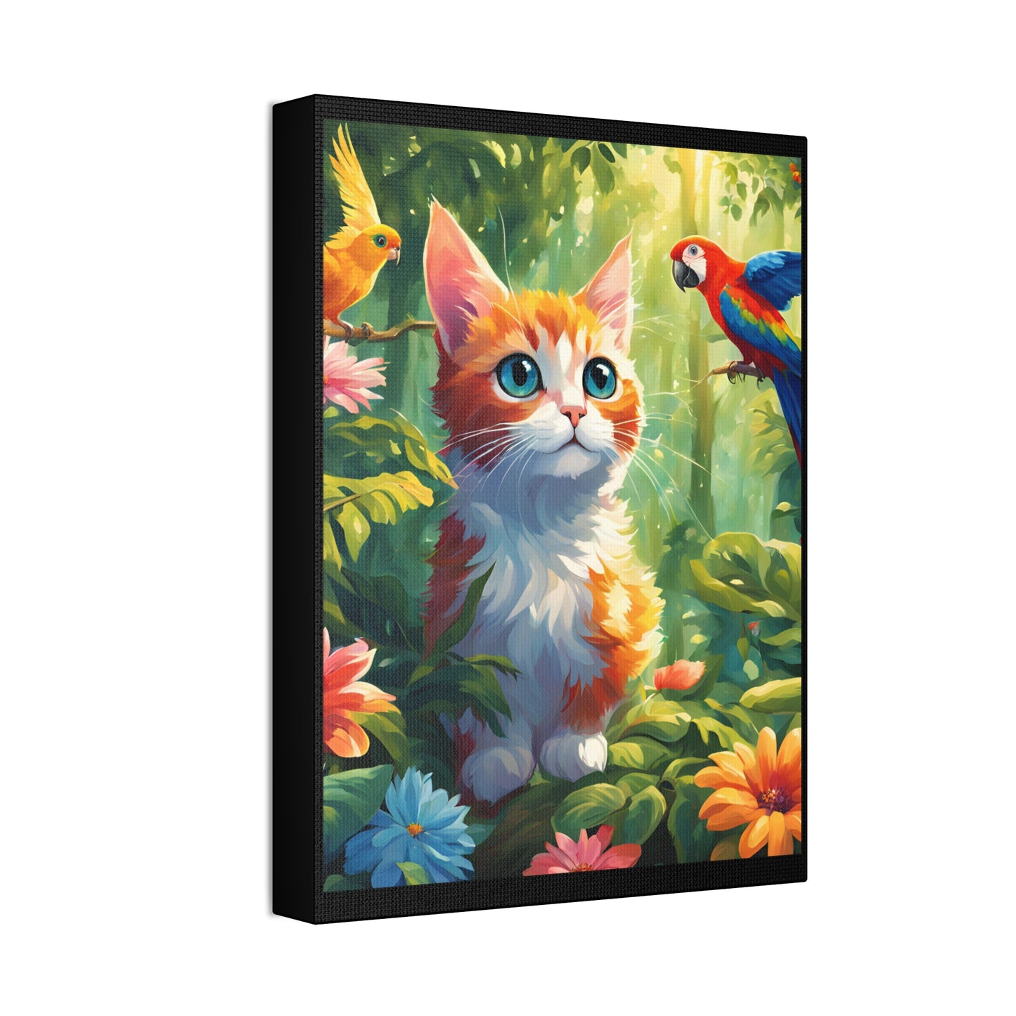 Canvas Stretched, 1.5'' cat parrot flower nature canvas poster