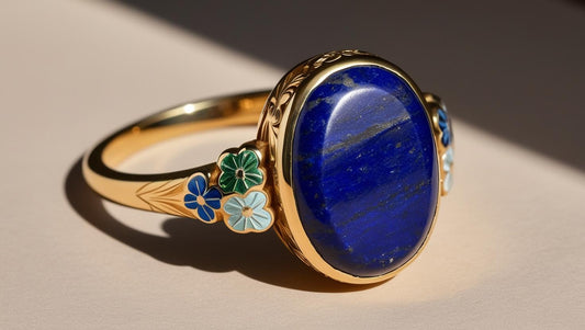 anello oro 18kt argento lapislazuli fiori smaltati design regalo compleanno anniversario donne made in italy