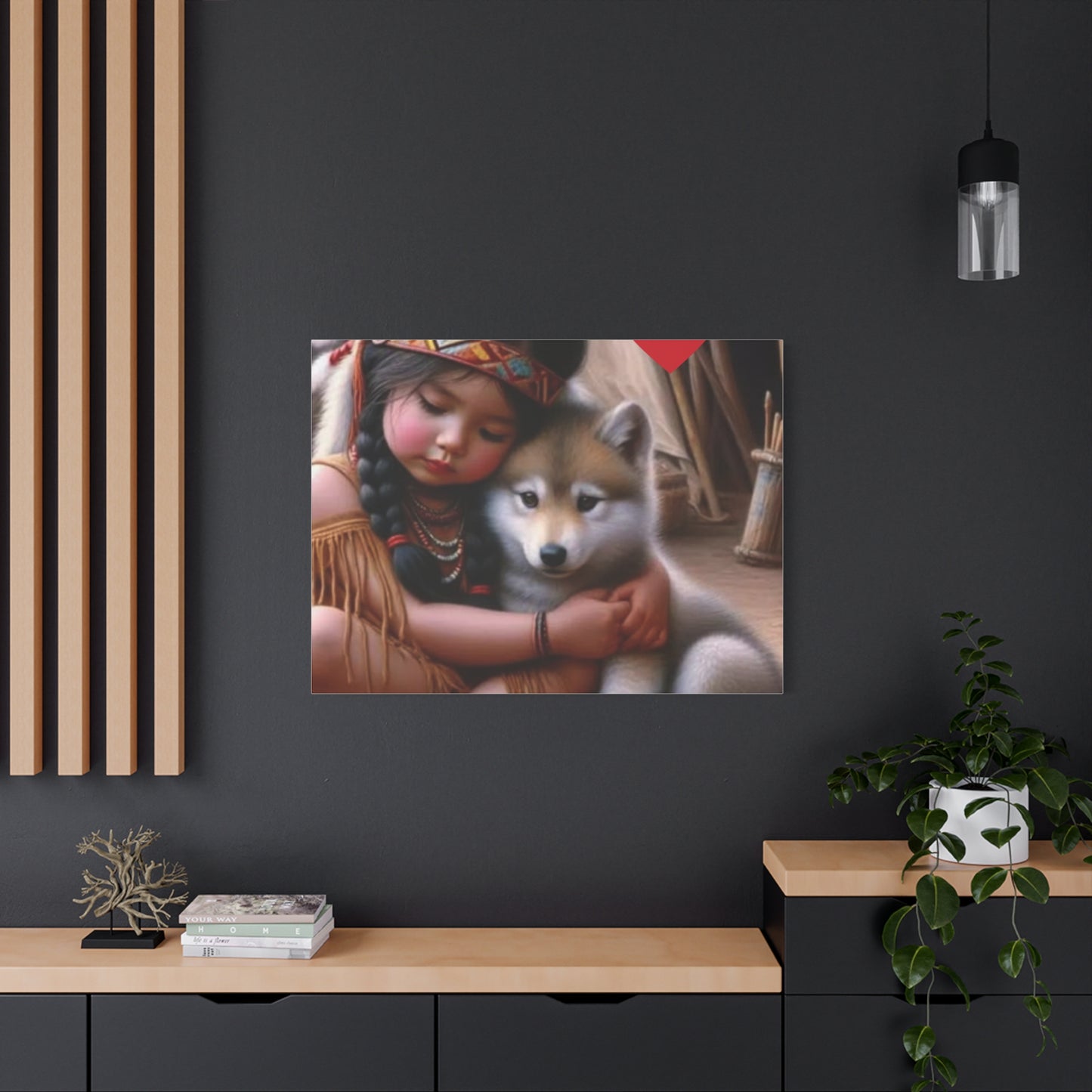 Classic Canvas design wolf puppy indian forest print