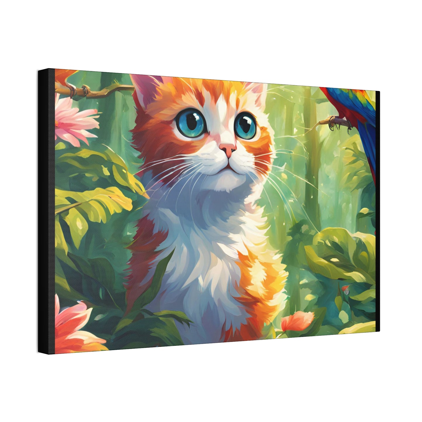 Canvas Stretched, 1.5'' cat parrot flower nature canvas poster