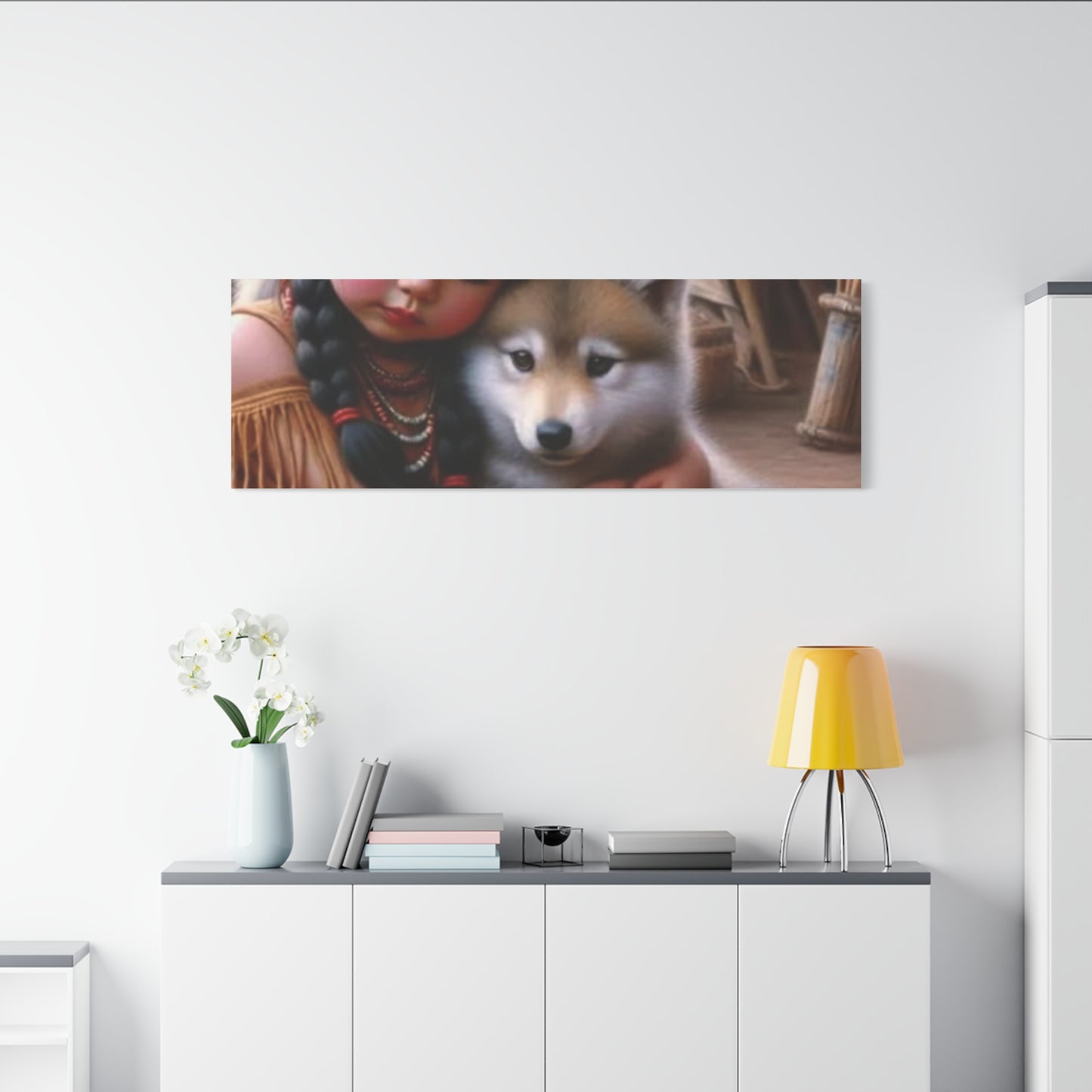 Classic Canvas design wolf puppy indian forest print