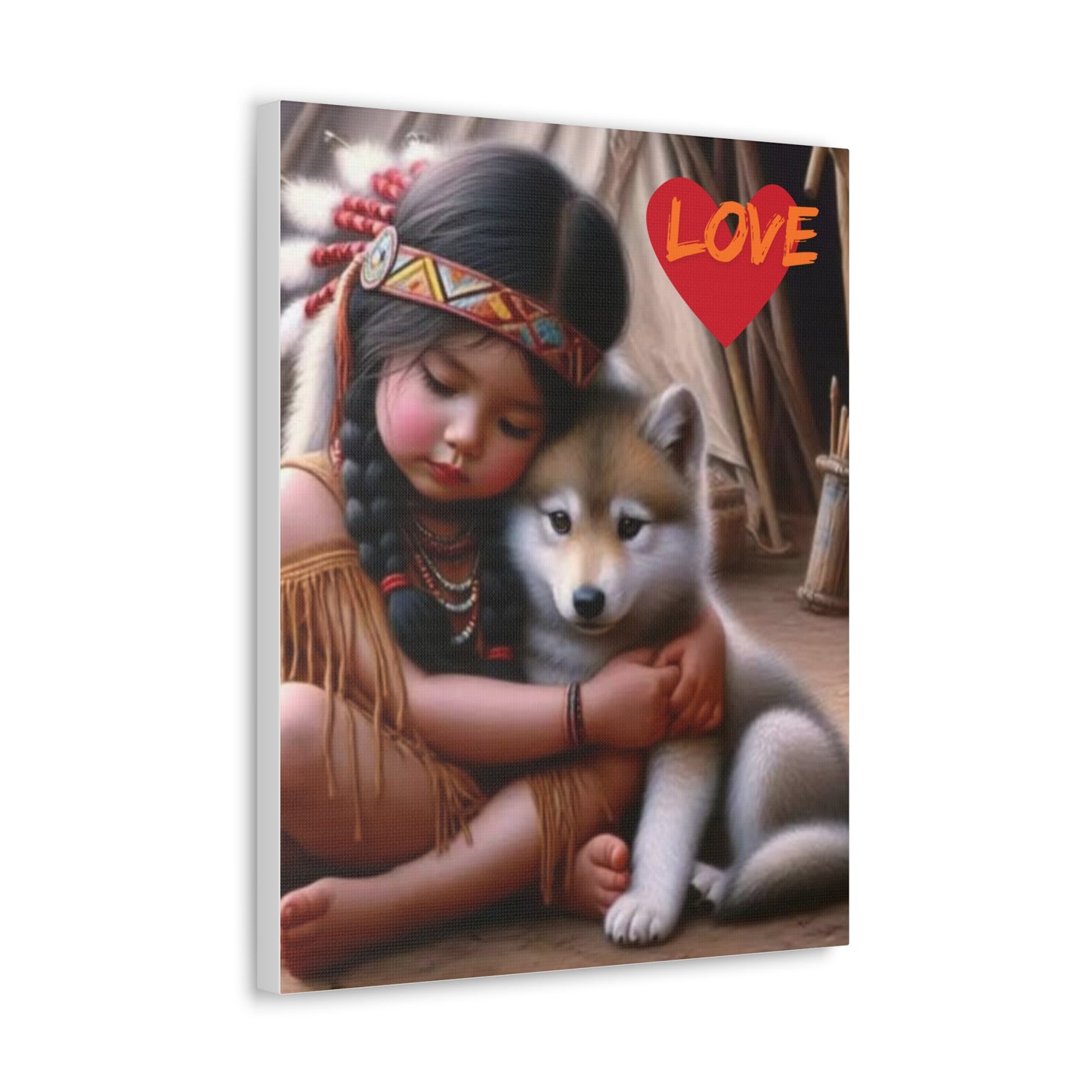 Classic Canvas design wolf puppy indian forest print