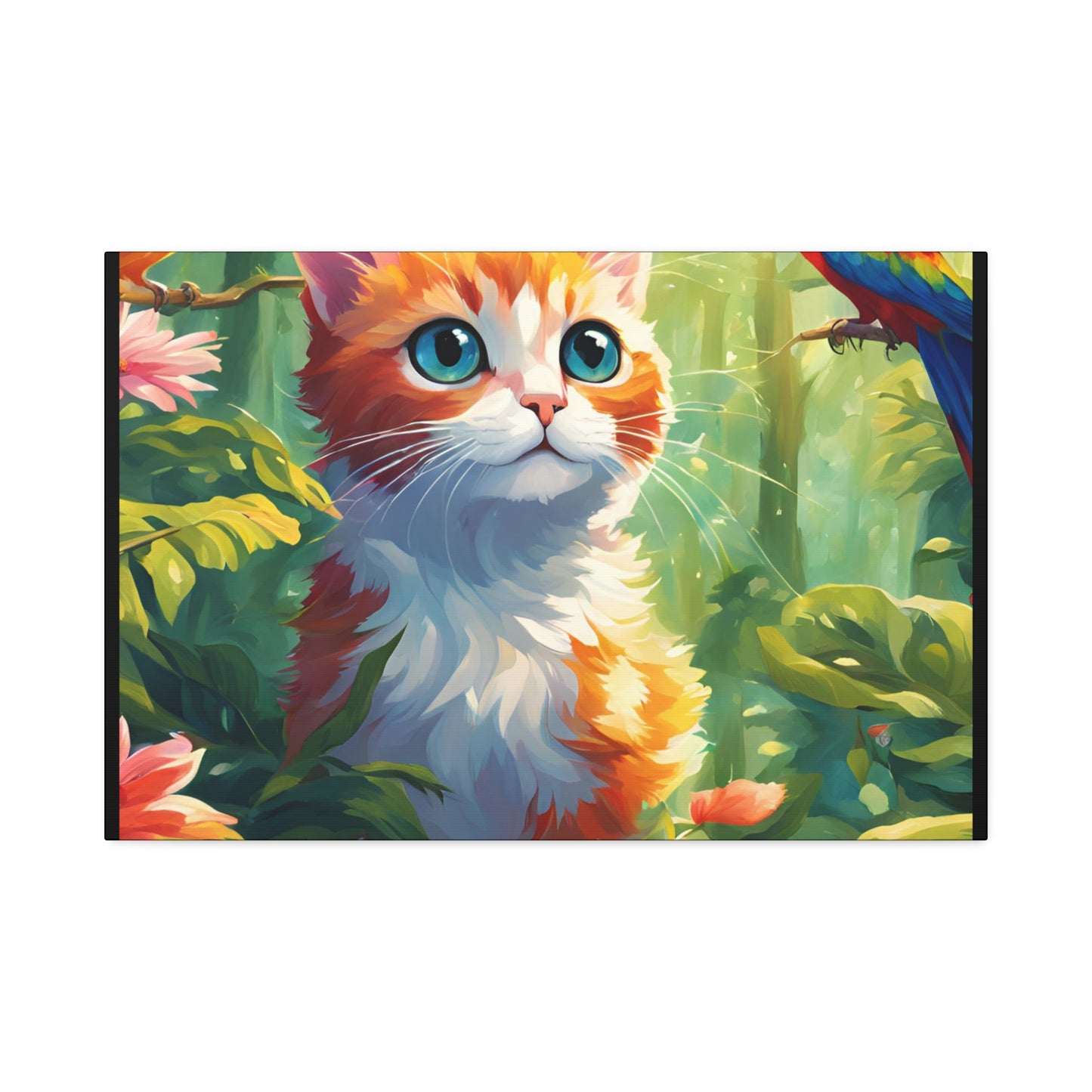 Canvas Stretched, 1.5'' cat parrot flower nature canvas poster