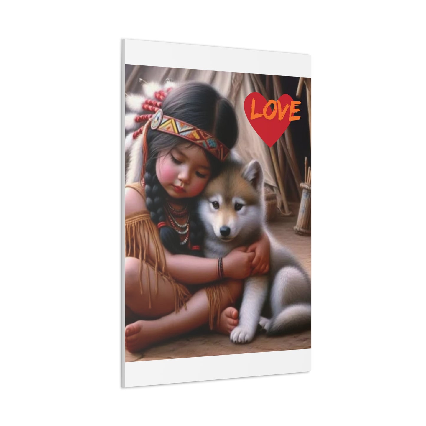 Classic Canvas design wolf puppy indian forest print