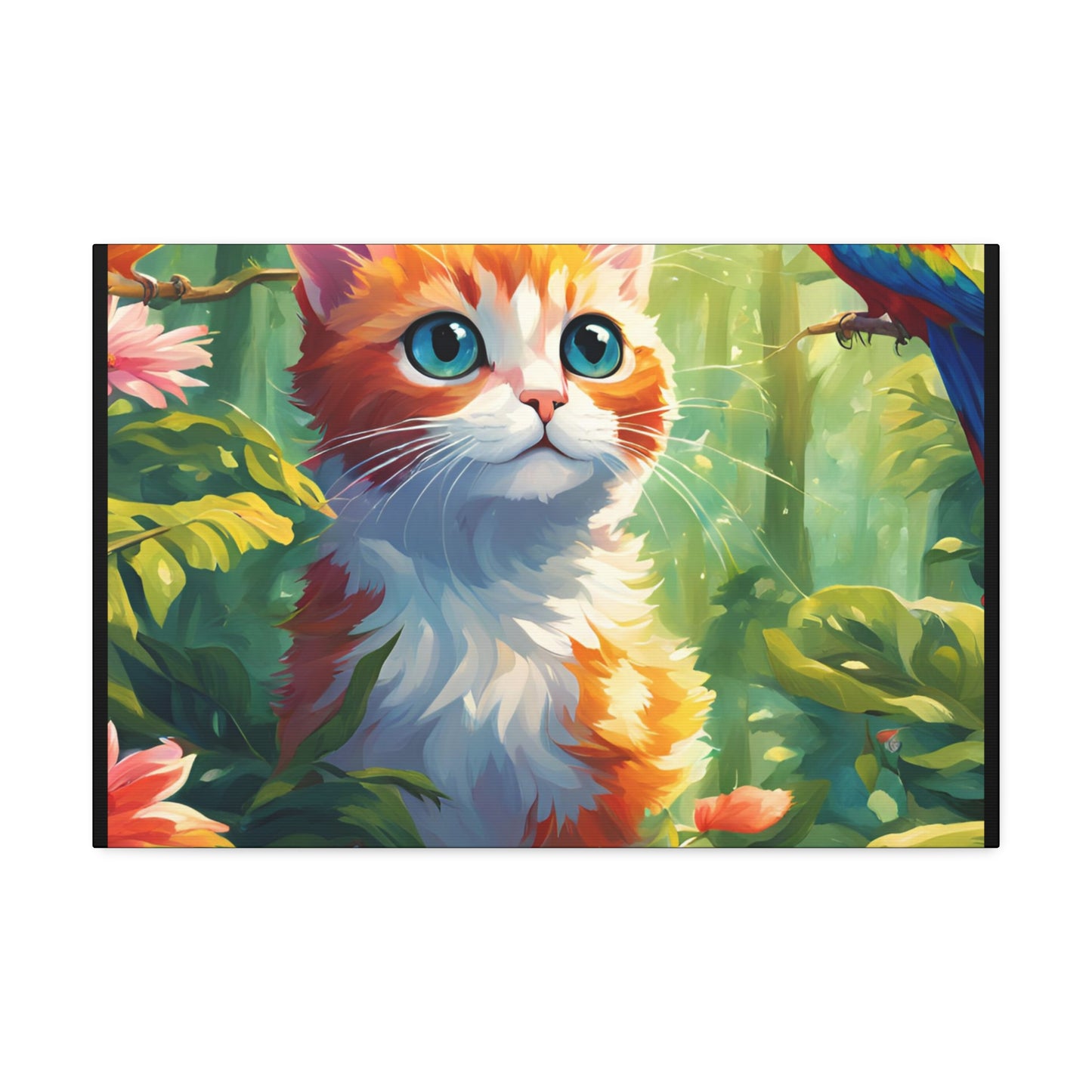 Canvas Stretched, 1.5'' cat parrot flower nature canvas poster