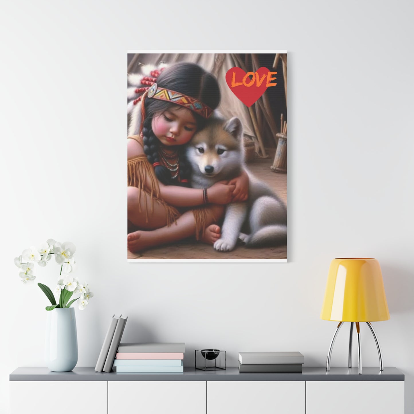 Classic Canvas design wolf puppy indian forest print