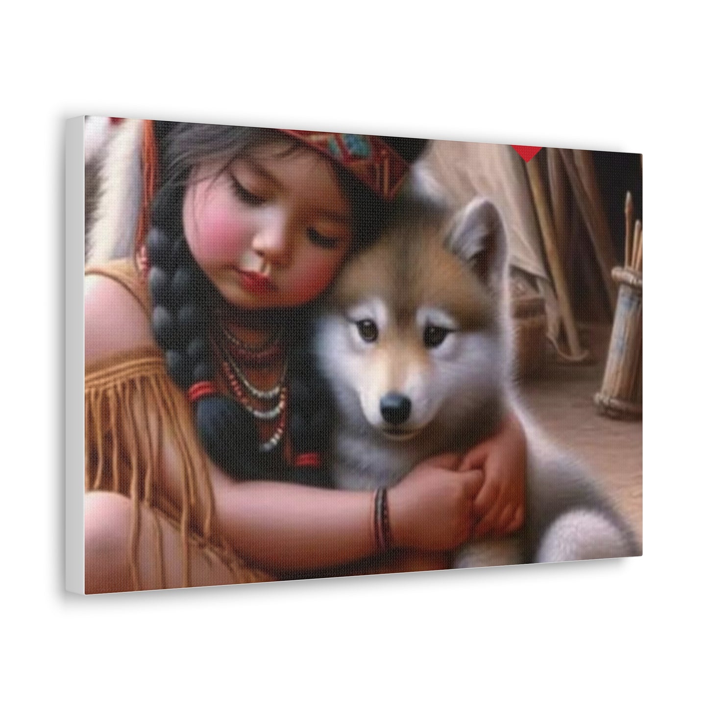 Classic Canvas design wolf puppy indian forest print