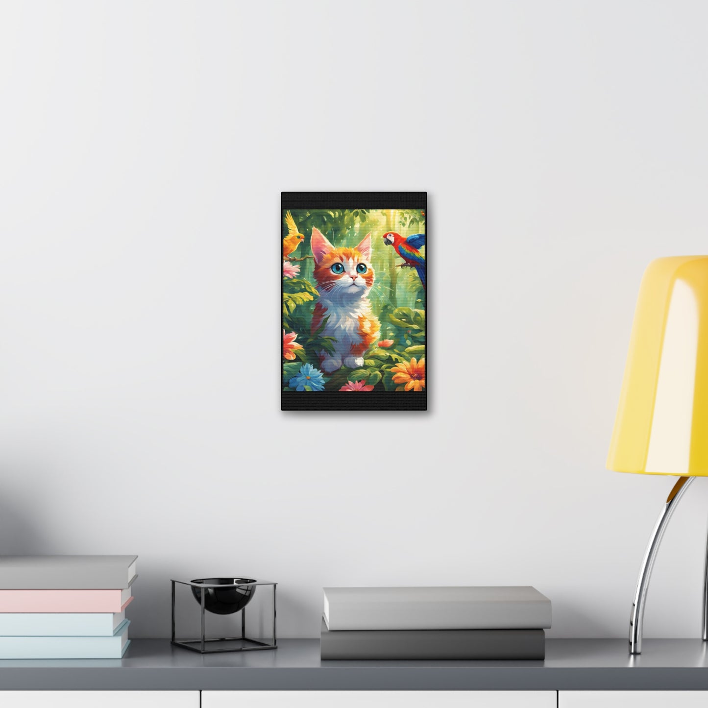 Canvas Stretched, 1.5'' cat parrot flower nature canvas poster