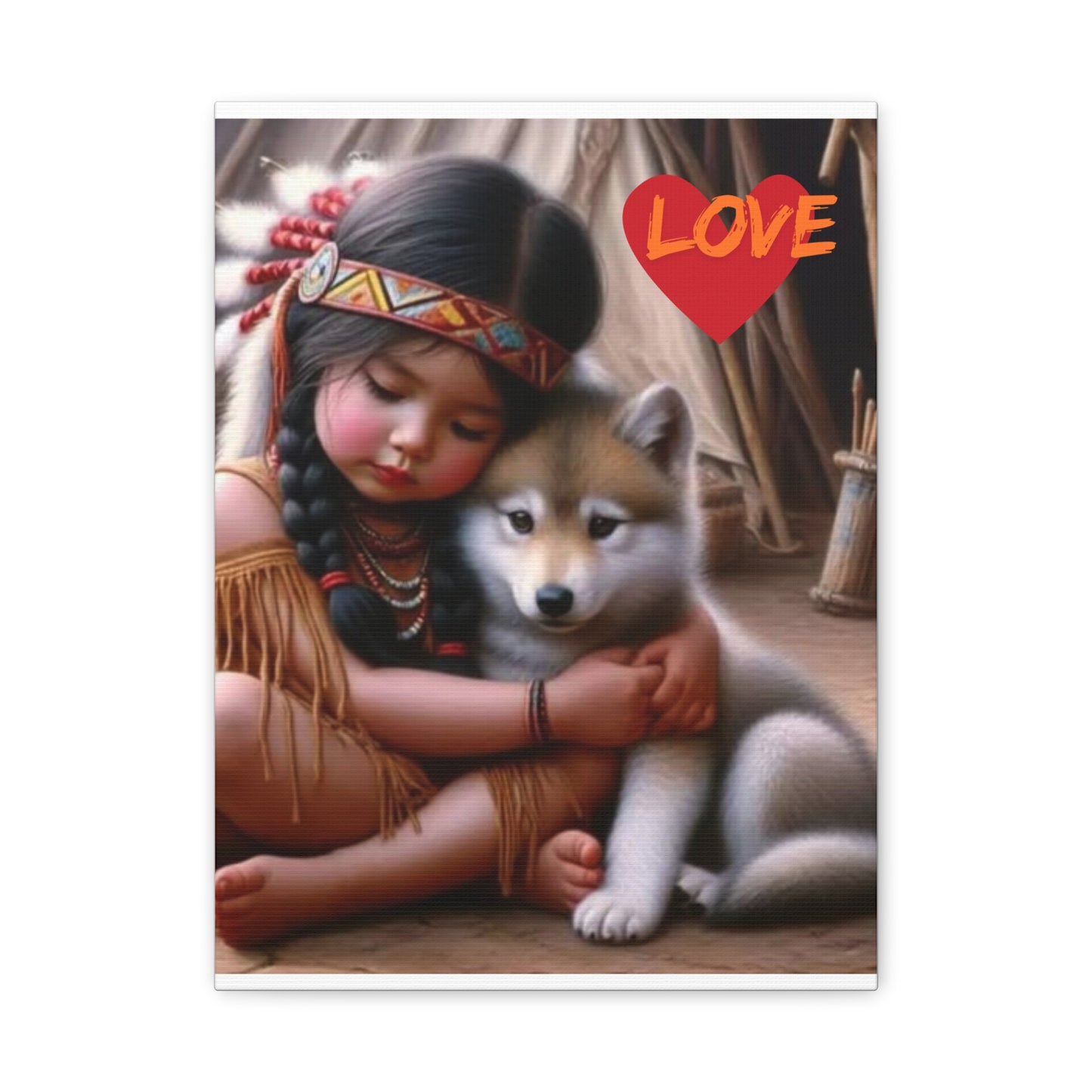 Classic Canvas design wolf puppy indian forest print