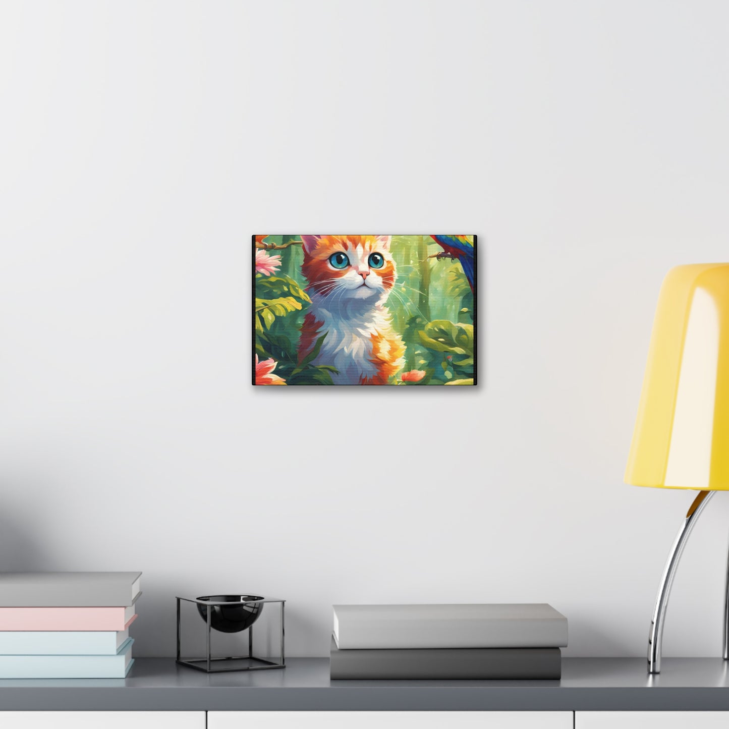 Canvas Stretched, 1.5'' cat parrot flower nature canvas poster