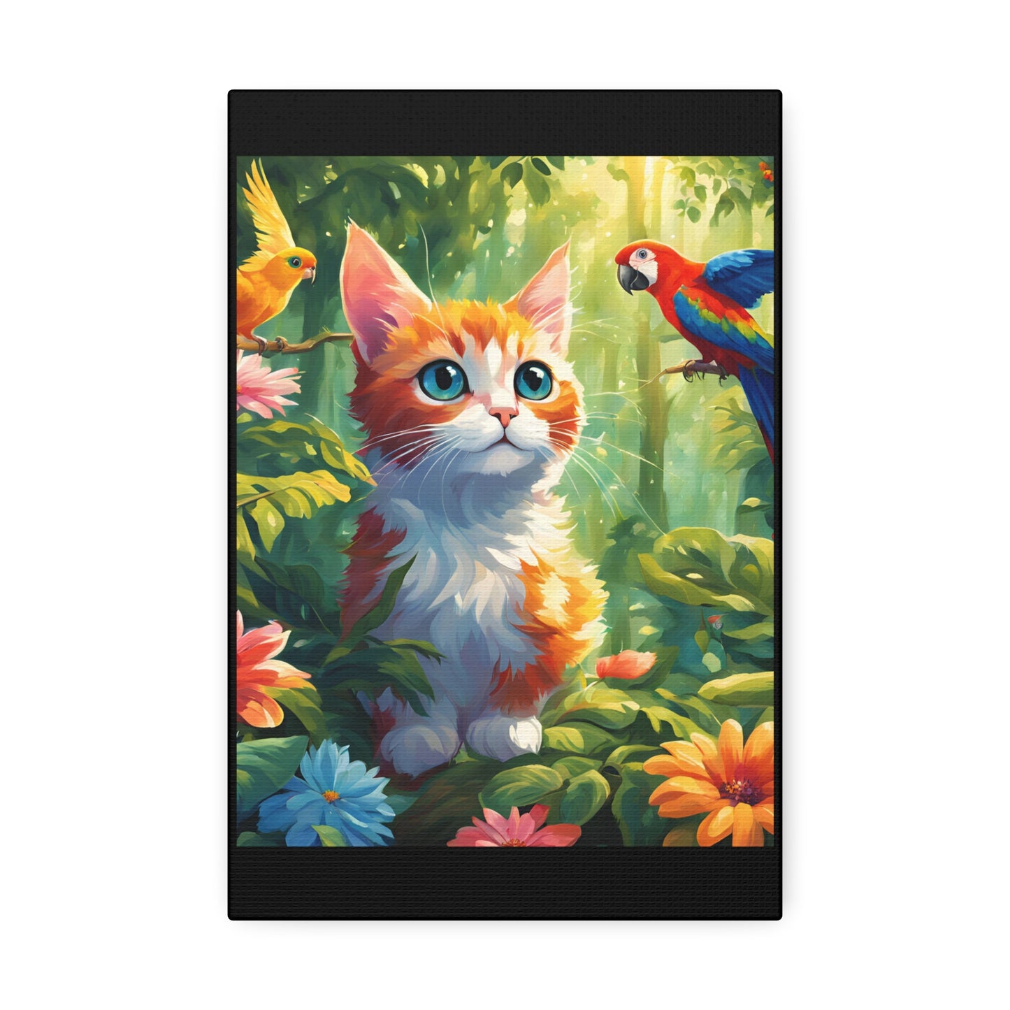 Canvas Stretched, 1.5'' cat parrot flower nature canvas poster