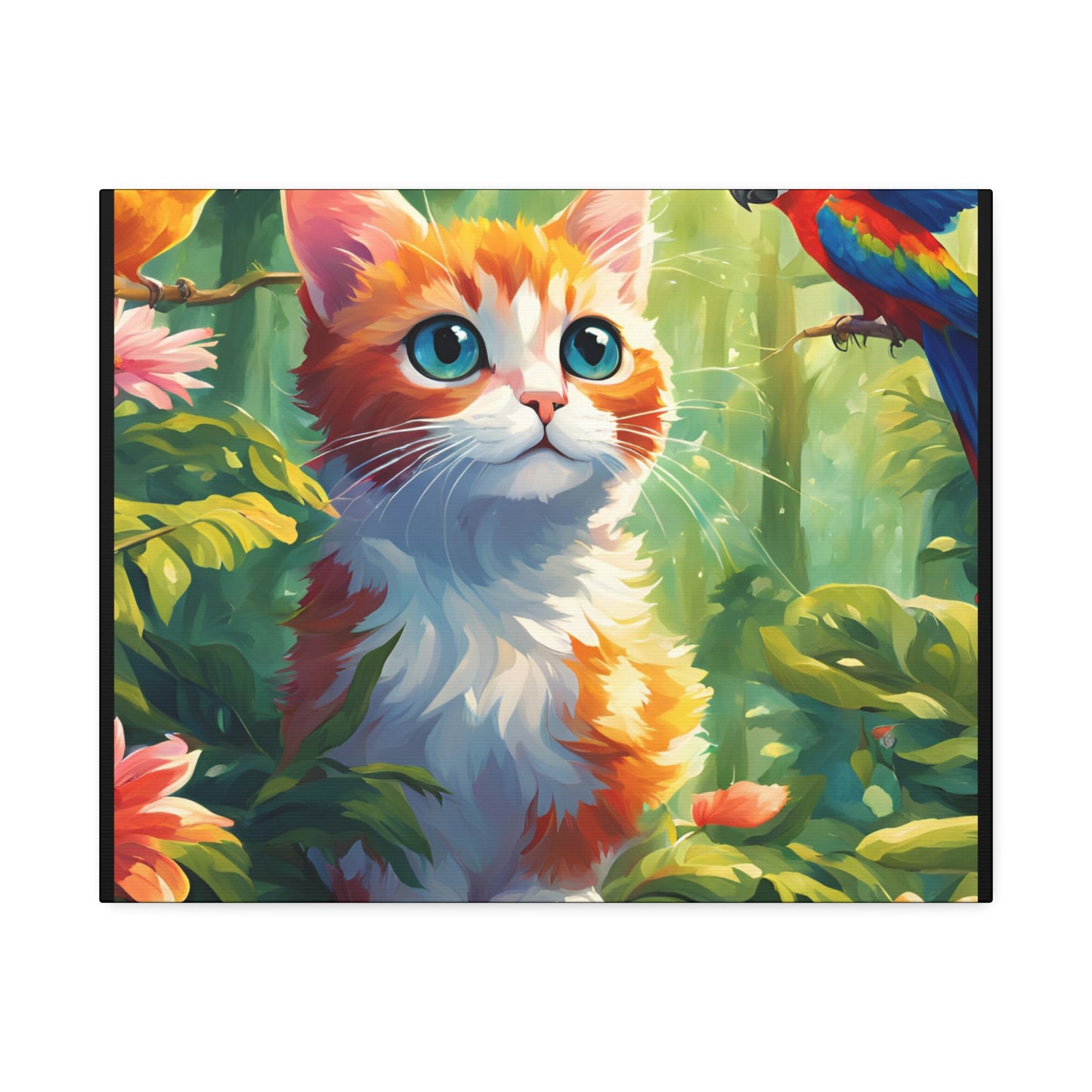 Canvas Stretched, 1.5'' cat parrot flower nature canvas poster