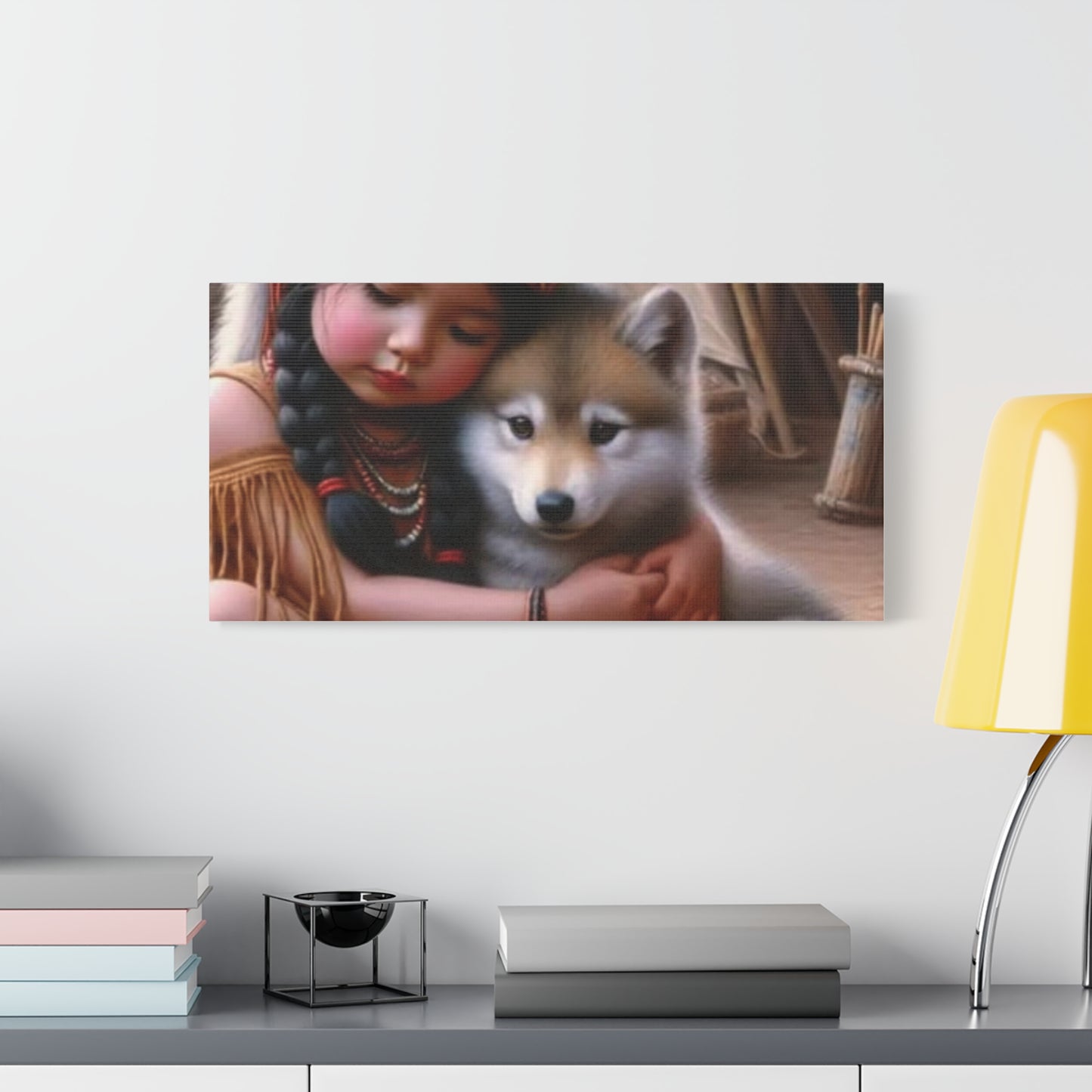 Classic Canvas design wolf puppy indian forest print