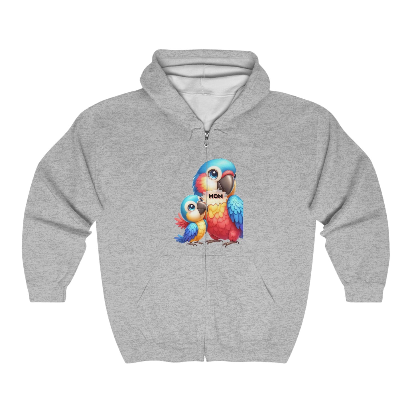 Unisex Heavy Blend™ Full Zip Hooded Sweatshirt parrot mom love family