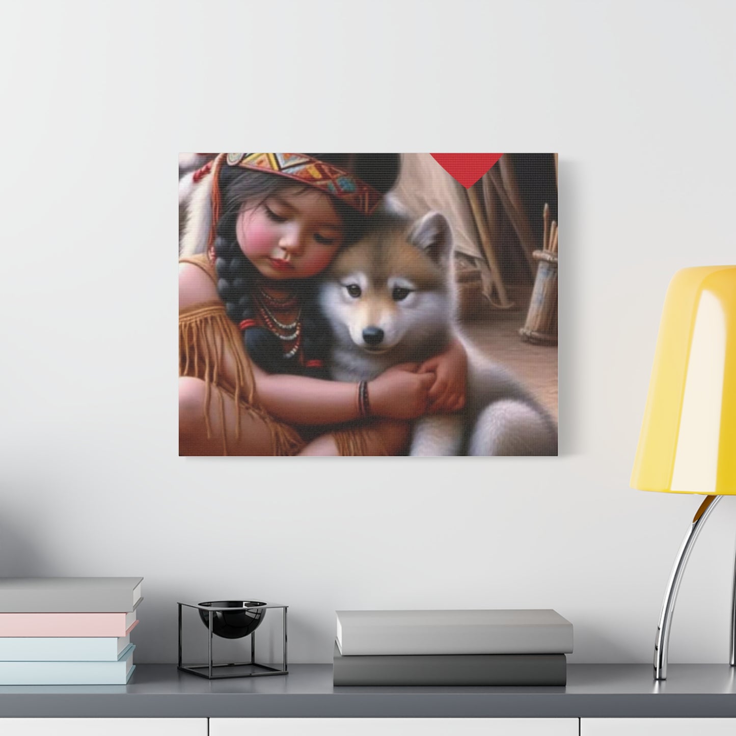 Classic Canvas design wolf puppy indian forest print