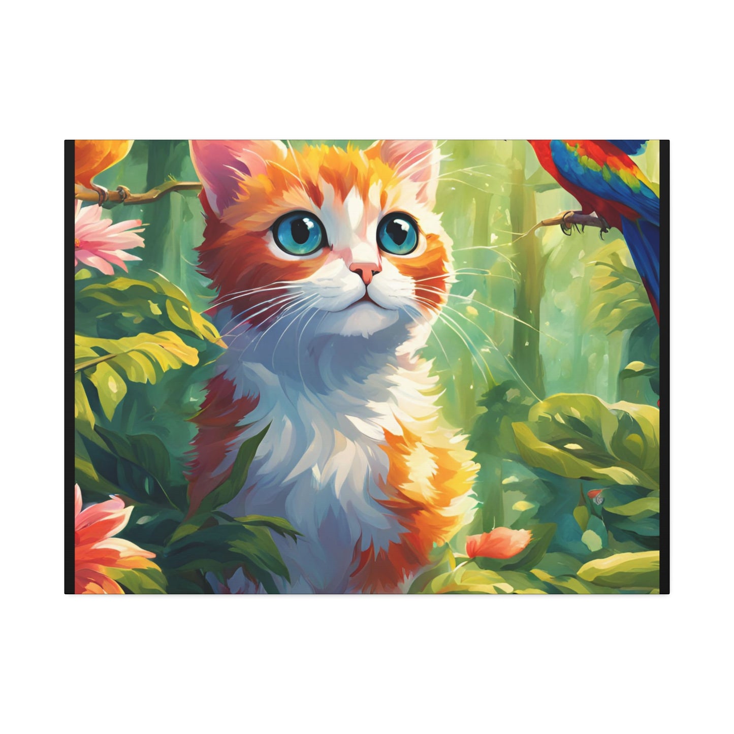 Canvas Stretched, 1.5'' cat parrot flower nature canvas poster