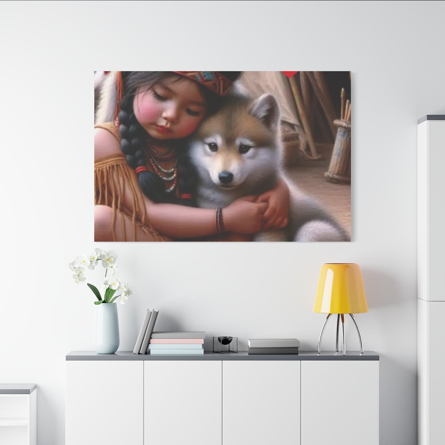 Classic Canvas design wolf puppy indian forest print