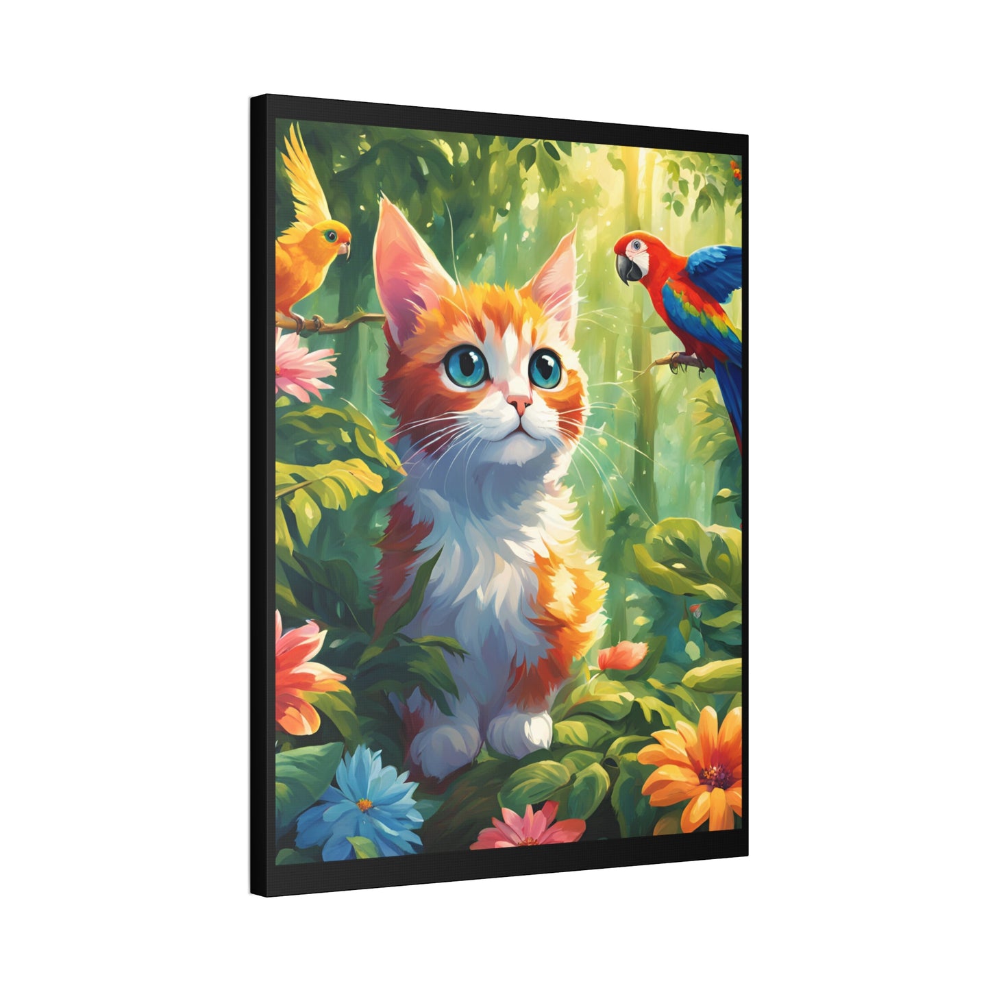 Canvas Stretched, 1.5'' cat parrot flower nature canvas poster