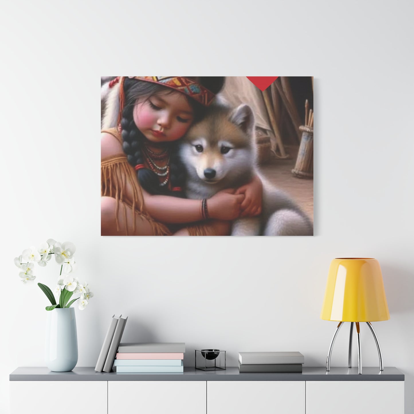 Classic Canvas design wolf puppy indian forest print