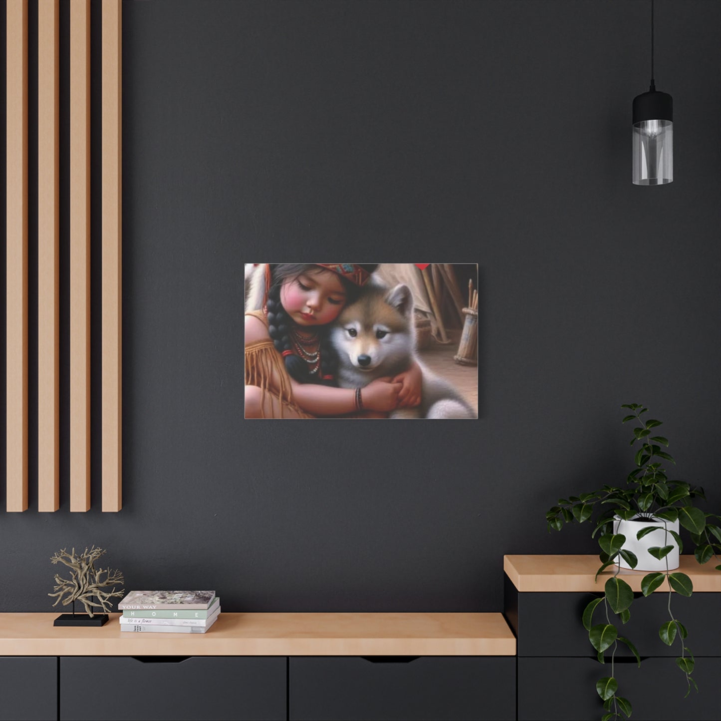 Classic Canvas design wolf puppy indian forest print