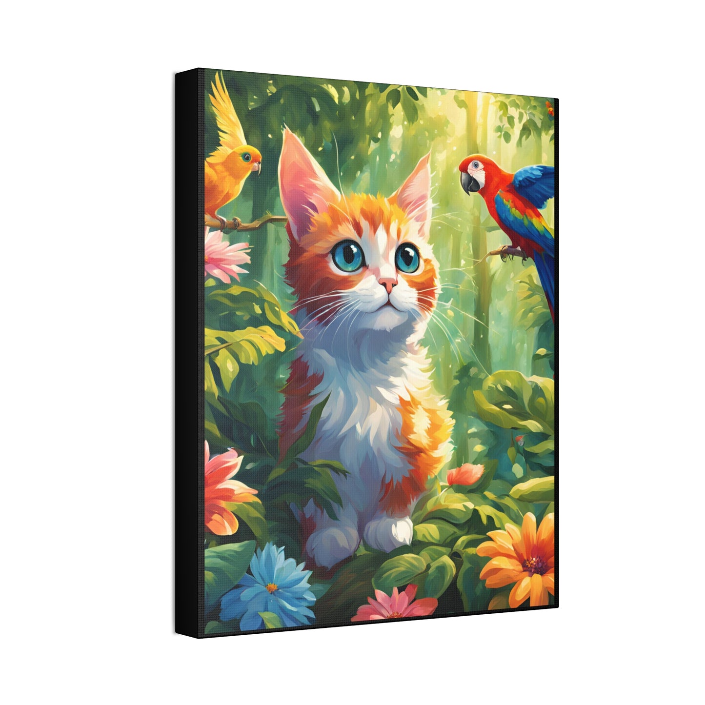 Canvas Stretched, 1.5'' cat parrot flower nature canvas poster