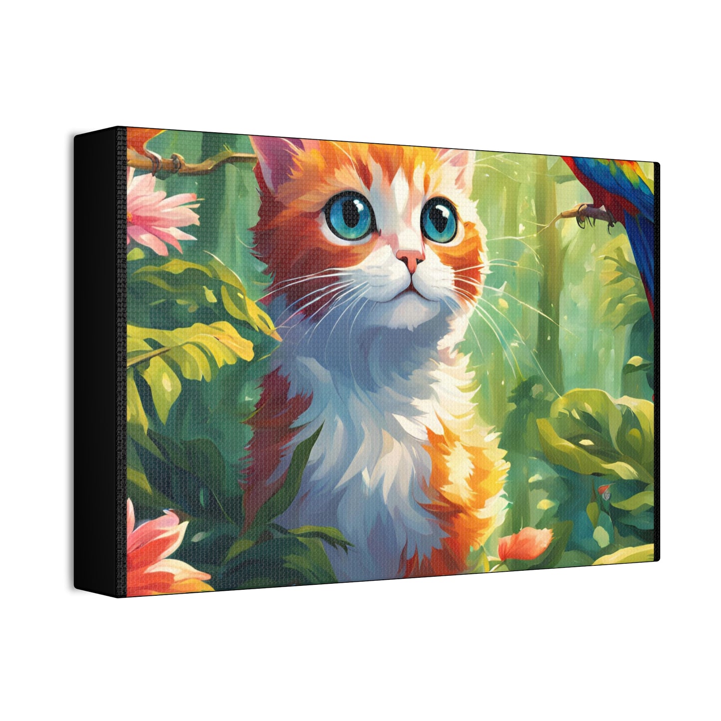 Canvas Stretched, 1.5'' cat parrot flower nature canvas poster