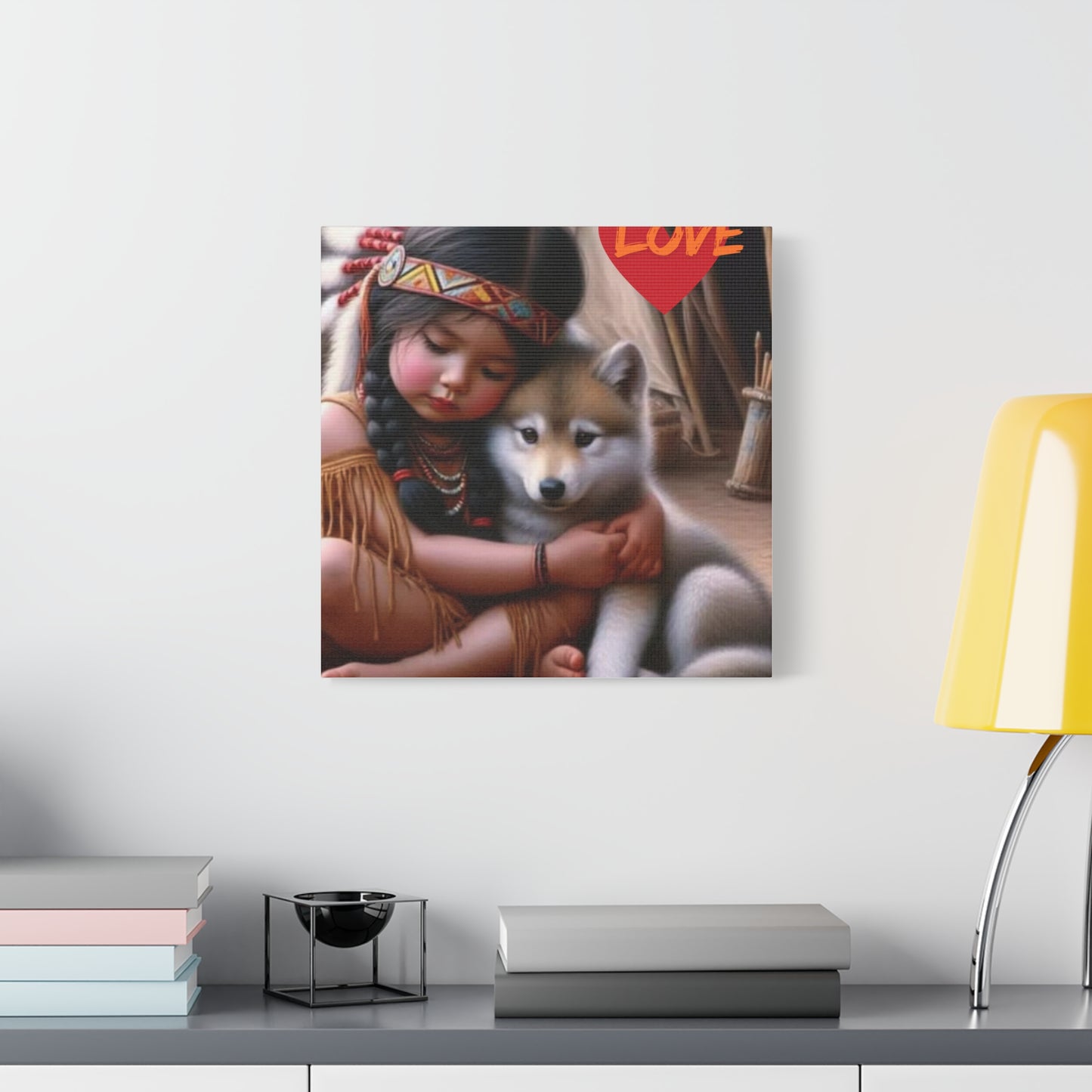 Classic Canvas design wolf puppy indian forest print