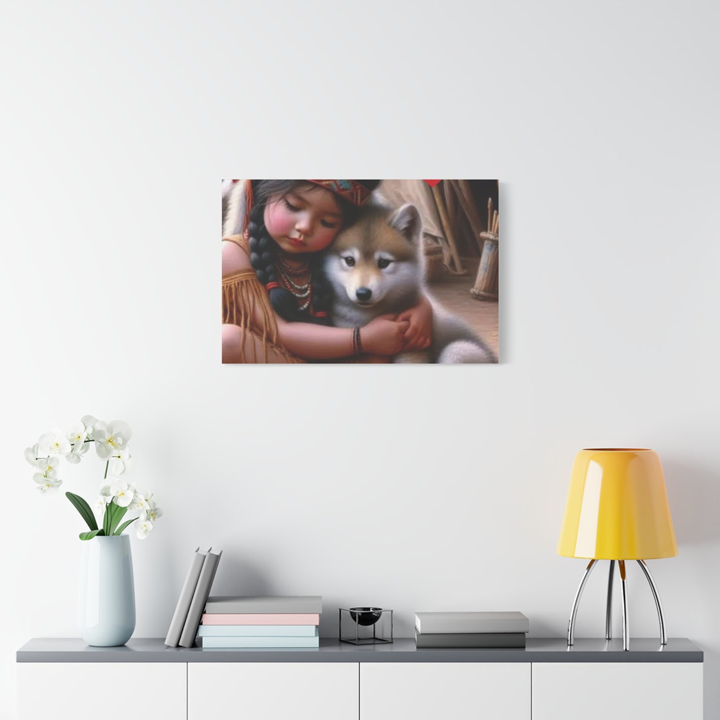 Classic Canvas design wolf puppy indian forest print