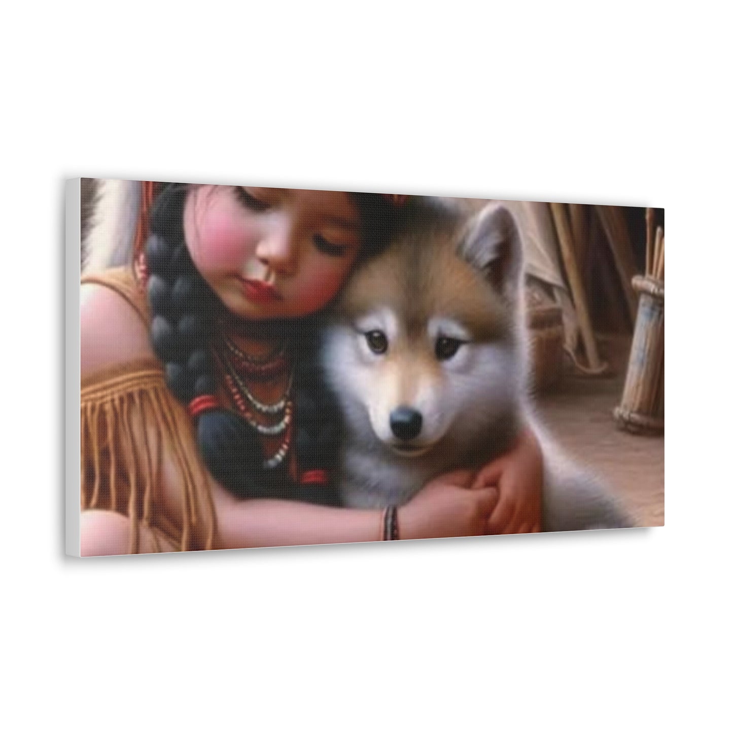 Classic Canvas design wolf puppy indian forest print