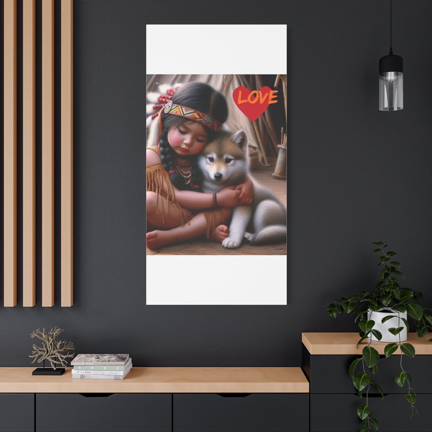 Classic Canvas design wolf puppy indian forest print