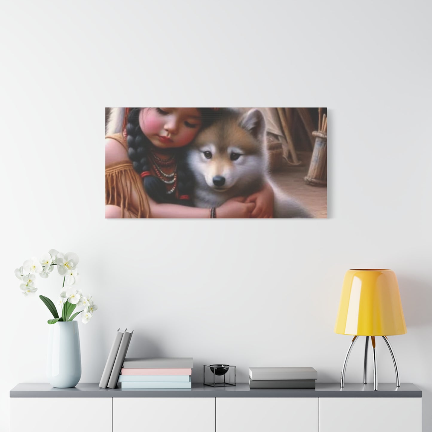 Classic Canvas design wolf puppy indian forest print