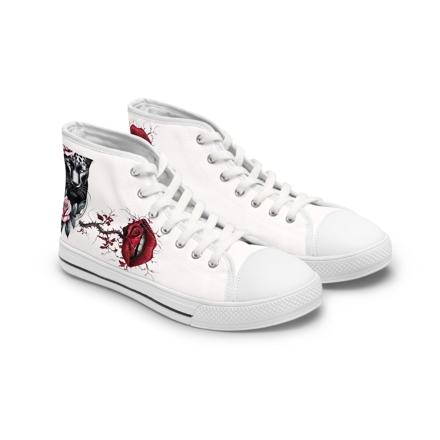 Women's High Top Sneakers roses panther