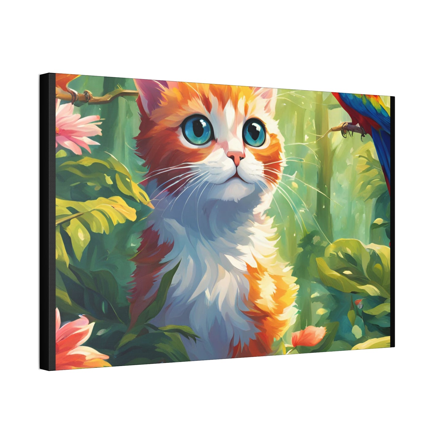 Canvas Stretched, 1.5'' cat parrot flower nature canvas poster