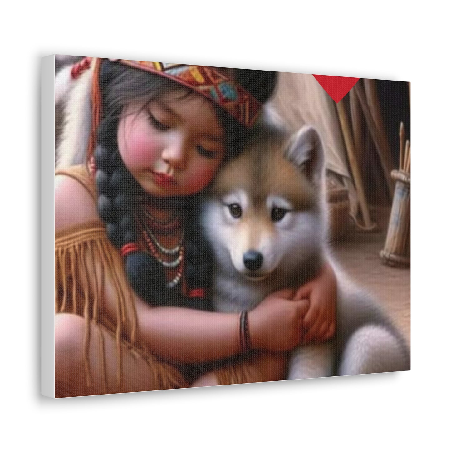 Classic Canvas design wolf puppy indian forest print