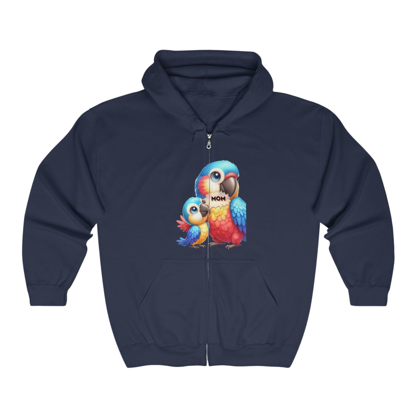 Unisex Heavy Blend™ Full Zip Hooded Sweatshirt parrot mom love family