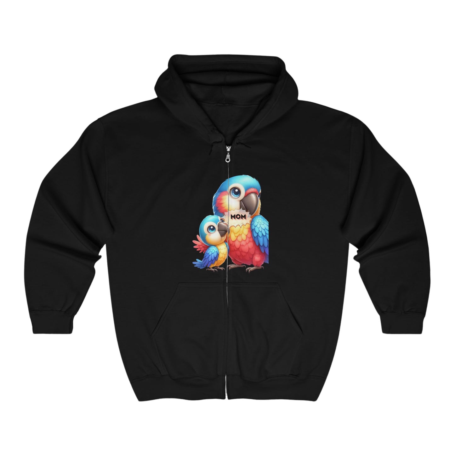 Unisex Heavy Blend™ Full Zip Hooded Sweatshirt parrot mom love family