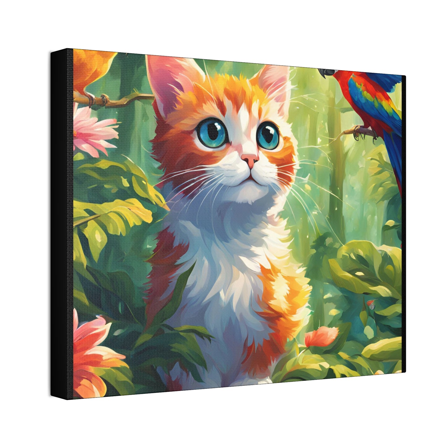 Canvas Stretched, 1.5'' cat parrot flower nature canvas poster