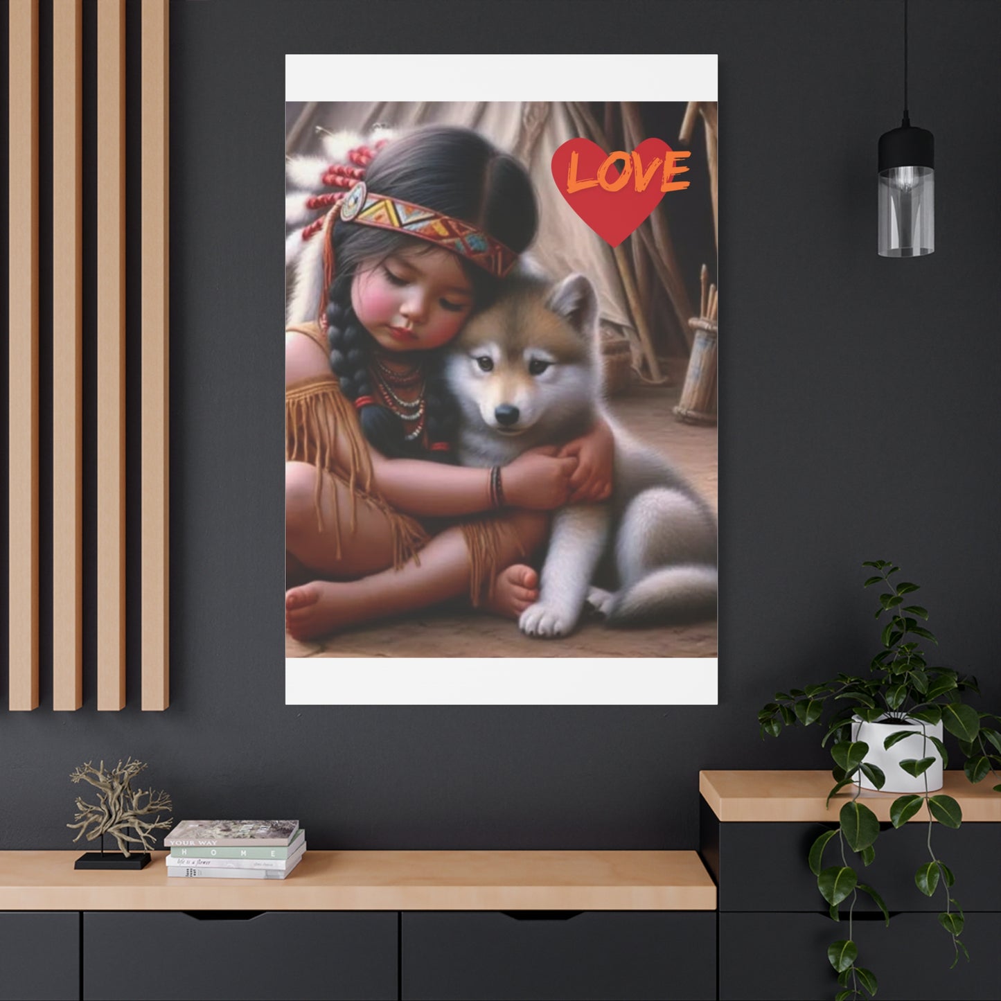 Classic Canvas design wolf puppy indian forest print