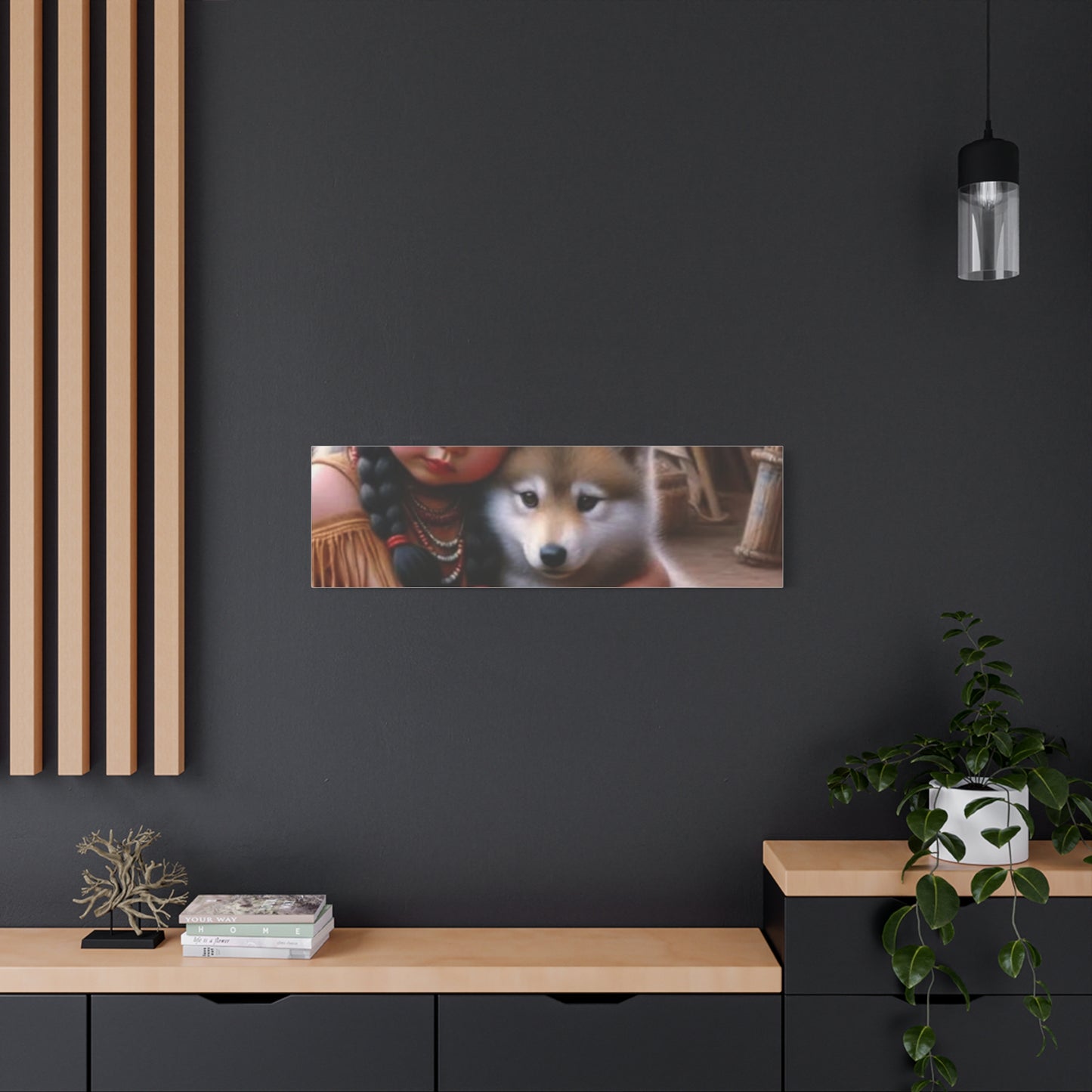 Classic Canvas design wolf puppy indian forest print