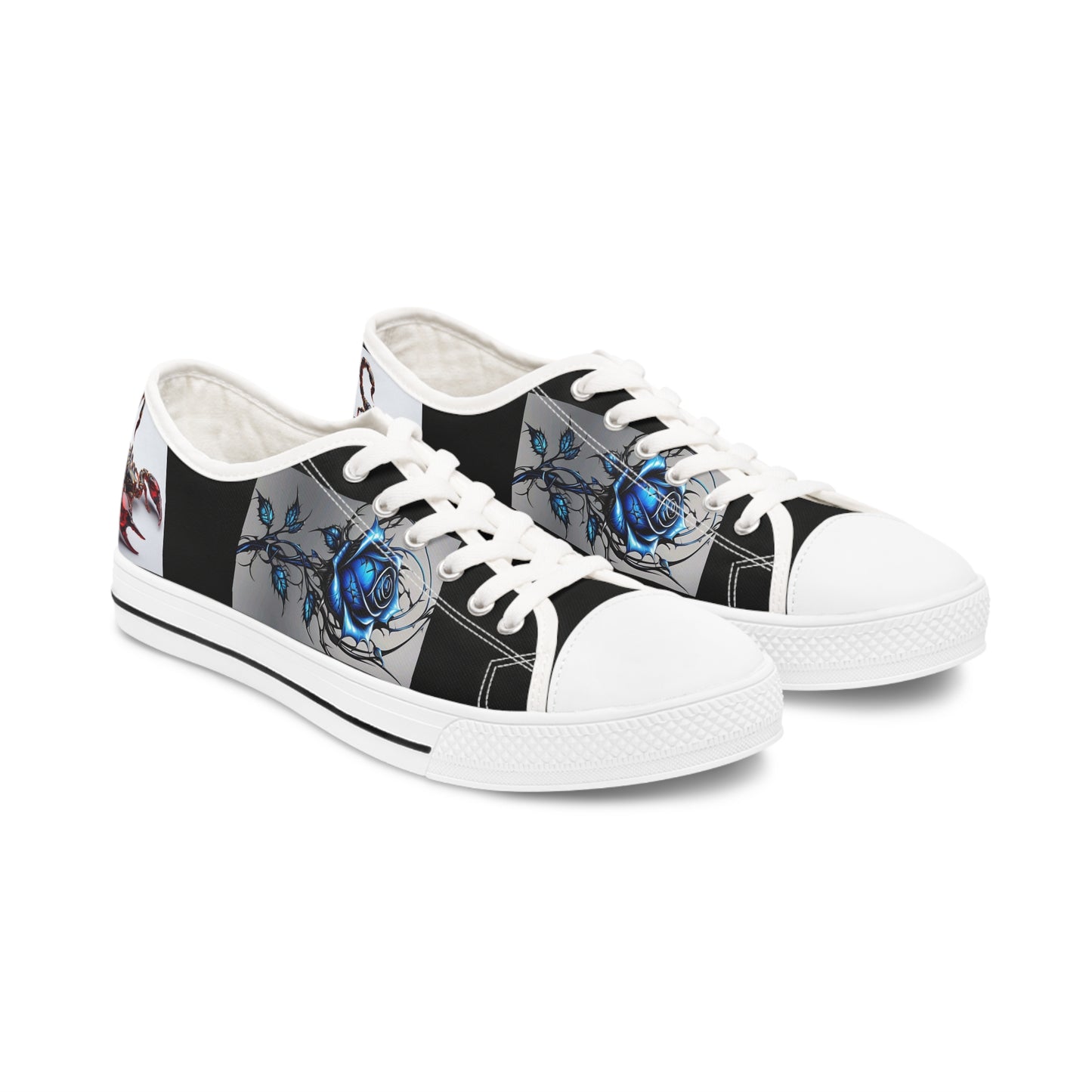 Women's Low Top Sneakers design scorpion roses blu woman girl gift wonderful