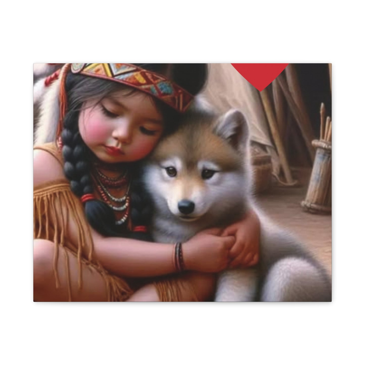 Classic Canvas design wolf puppy indian forest print